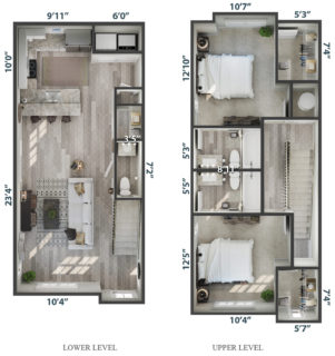 2 Bed / 2½ Bath / 1,138 sq ft / Application Fee: $75 / Two-Bedrooms- $935